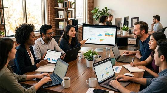 AI marketing agency team collaboration digital marketing professionals